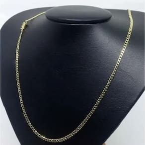 Corrente Cordão Banhado Ouro 18k Grumet Curta Fecho Gaveta 3MM - 80CM