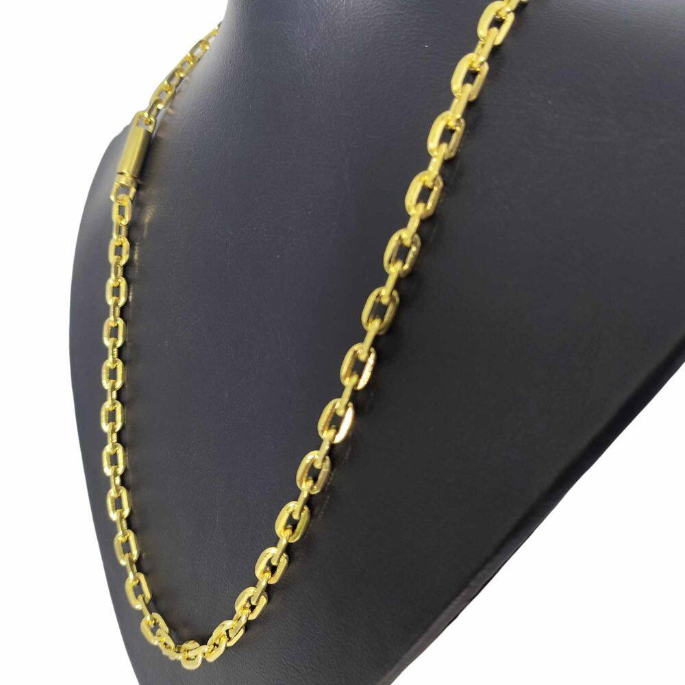 Corrente Cordão Banhado Ouro 18k Kartie Cadeado Curta Fecho Gaveta 5MM - 60CM