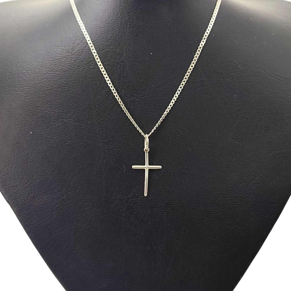 Corrente Cordão Prata 925 Maciça Grumet Com Pingente Cruz 2MM - 60CM