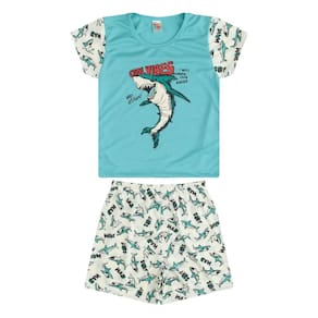 Conjunto de Pijama Masculino Verde Estampa Tubarão Infantil