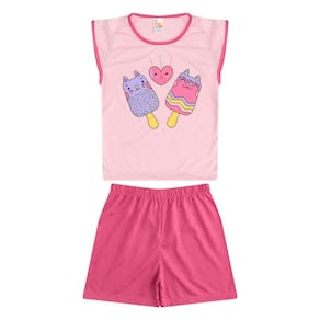 Pijama Verão Infantil Menina Manga Japonesa Estampa Picolé