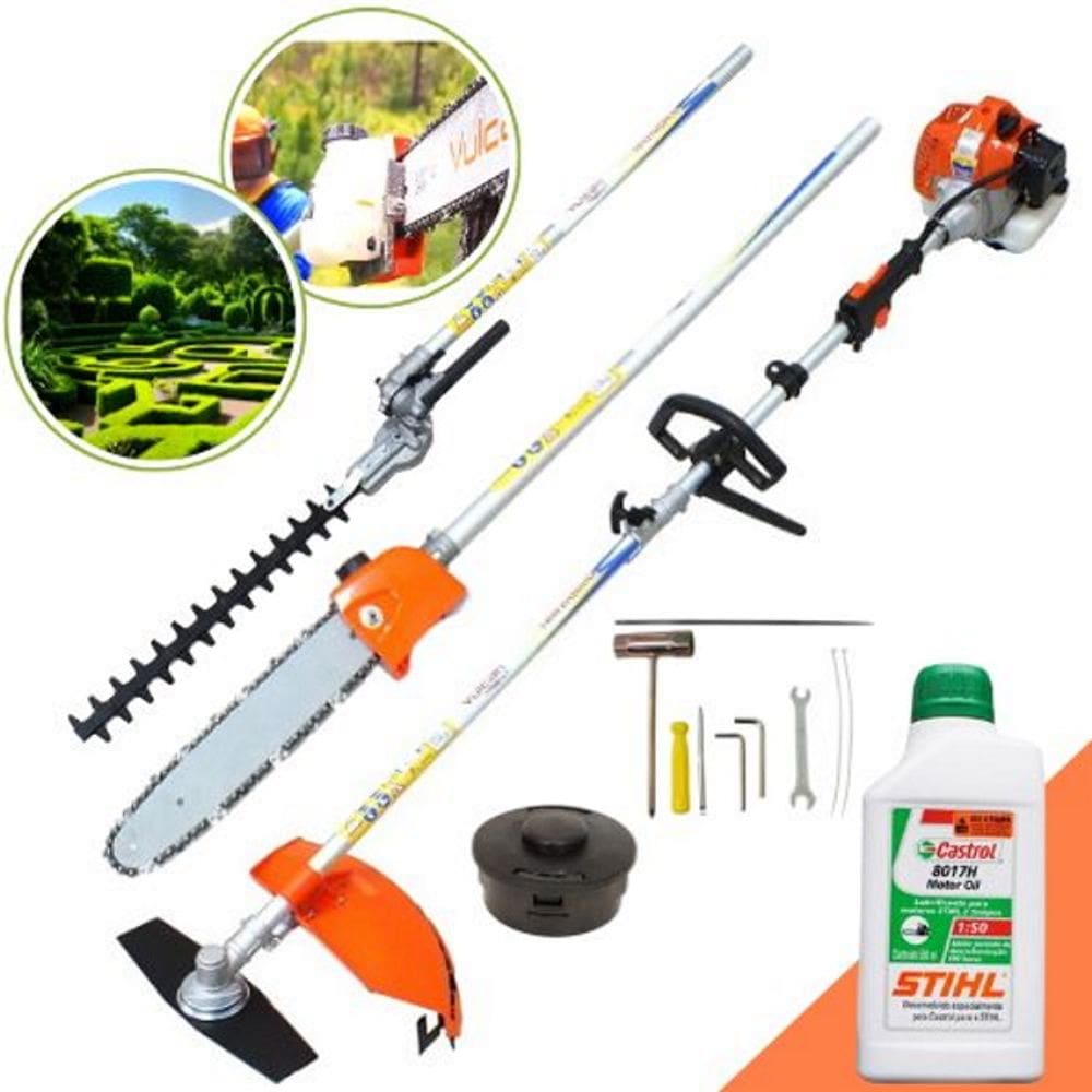 Roçadeira & Podadora de Galhos, Cerca Viva, Cortador de Grama e Mato Vulcan VRM330 33cc + Oleo Stihl 2T