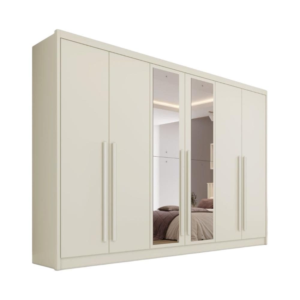 Guarda Roupa Valência 6 Portas 6 Gavetas Espelhado MDF - MadeMarcs
