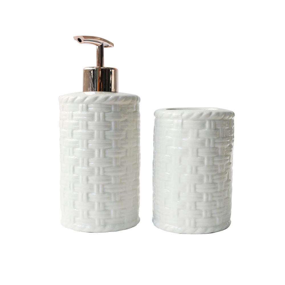 Jogo De Banheiro De Porcelana Branca 2 Peças 390Ml