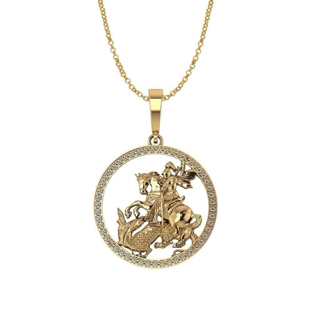 Colar Medalhão São Jorge Masculino de Moeda Antiga