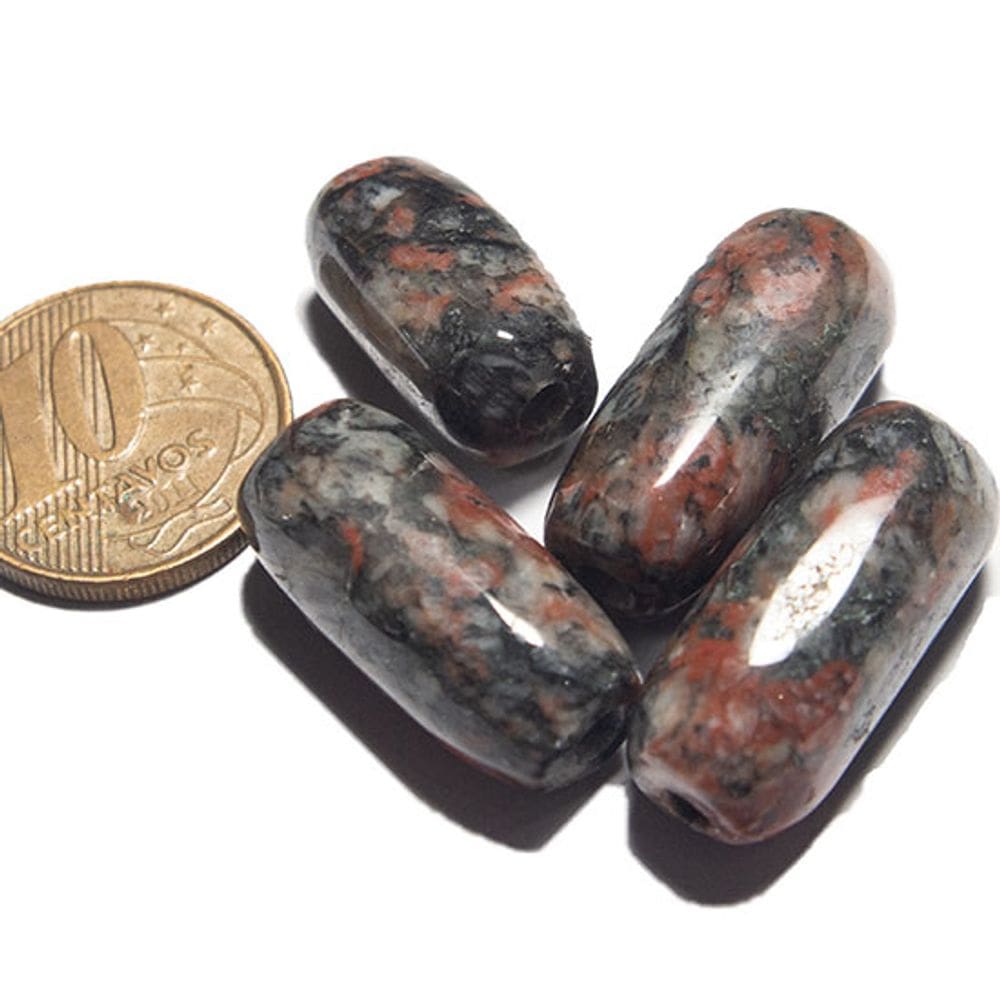 03 Barril Furado Longitudinal Pedra Unakita Natural 25mm