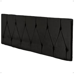 Cabeceira Parede Capitonê Estofado Suede Cama Box Queen 1,60 Quarto Casal Decoração Retrô - Preto - RPM