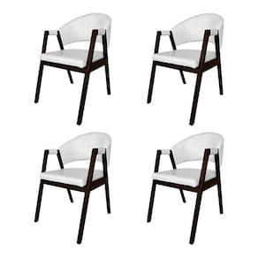 Kit 4 Cadeiras de Jantar Madeira Maciça Castanho Premium Helen Facto Branco