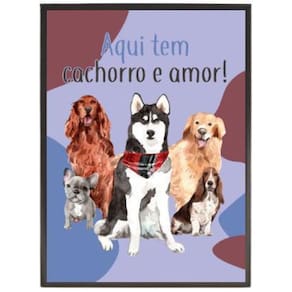 Quadro Decorativo Aqui Tem Cachorro E Amor 20X30Cm