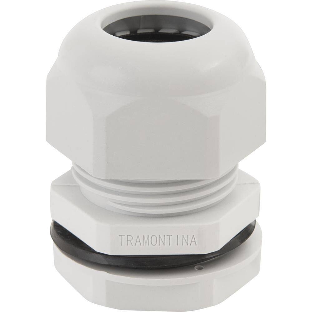 Conector Prensa Cabo 3/8`` Tramontina Cinza Com Bucha