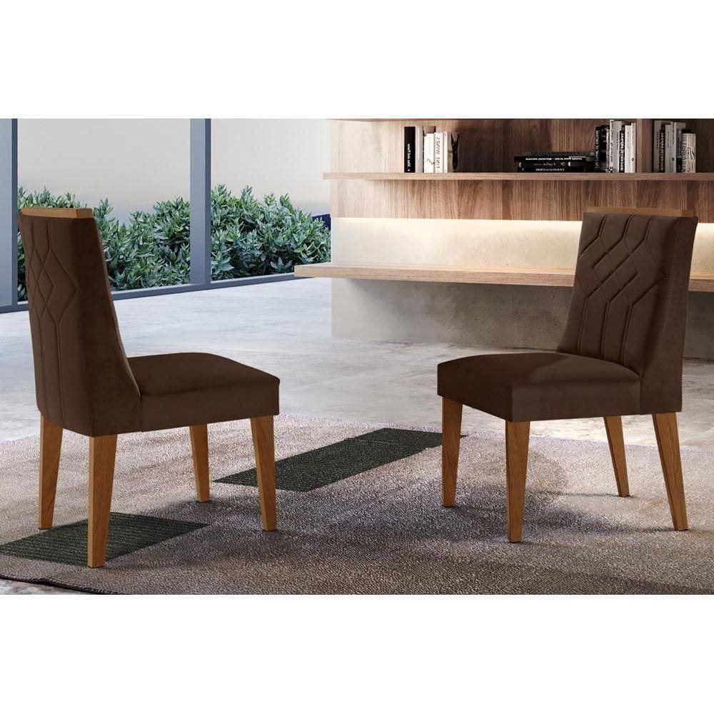 Cadeira Sala De Jantar Nevada Kit 2 Un Mdf Imbuia/veludo Marrom