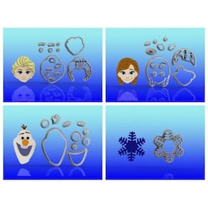 Cortador Kit Frozen Ana e Elsa Olaf e Floco Tamanho 5cm