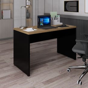 Mesa Retangular Pé Painel 1200mm Espresso Móveis . AMADEIRADO CLARO/PRETO