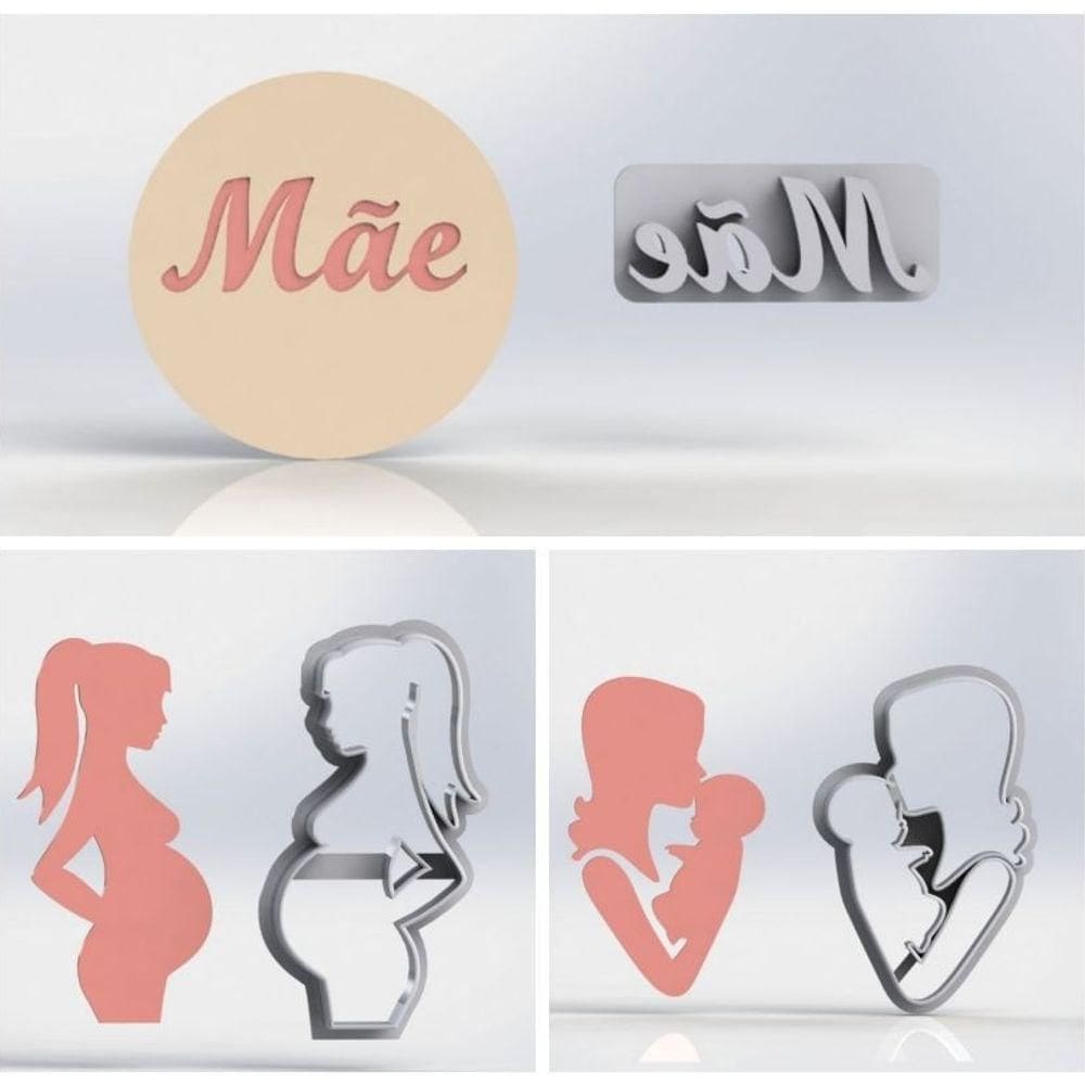 Cortador Kit Mãe Mod 1 3 Modelos Tamanho 6cm