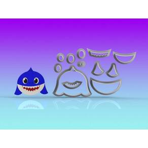 Cortador Baby Shark Rosto Papai Modular Tamanho 4cm
