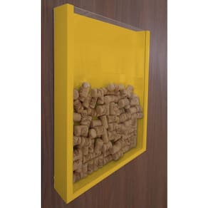 Quadro Porta Rolhas De Vinho Champanhe Tampinhas Decorativo Amarelo Laca