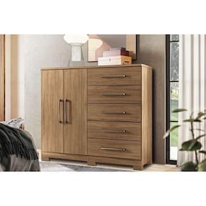 Cômoda De Quarto Malaga 2.5 2 Portas E 5 Gavetas C/ Pés Jatoba Santos Andirá