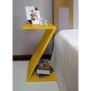 Mesa Z Lateral De Apoio Ou Mesa De Cabeceira Amarelo Laca