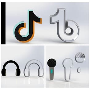 Cortador Kit Tik Tok Fone e Micro Fone Tamanho 5cm