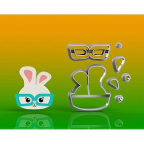 Cortador Páscoa - Coelho De óculos Modular Tamanho 12 Cm