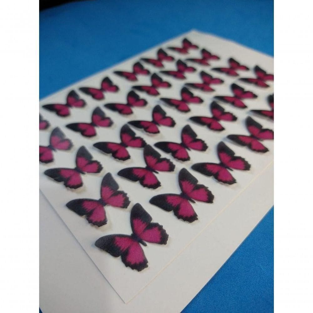 Borboleta Preta com Rosa Mod 1 2,5cm