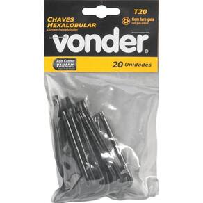 Chave Hexalobular T20 Furo Guia Crv 20 Peças Vonder