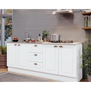 Cozinha Completa Americana (2 Balcões, 1 Complemento) 3 Peças Branco - Henn