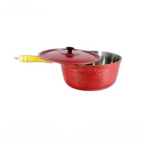 Caçarola De Alumínio Craqueada Cabo De Madeira 14Cm Vermelho