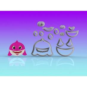 Cortador Baby Shark Rosto MaMãe Modular Tamanho 5cm