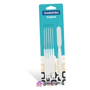 Conjunto De Espátulas Para Manteiga Tramontina Ipanema Em Aço Inox E Cabo Branco 6 Peças Tramontina