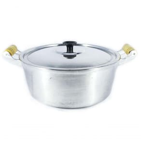Caçarola Panela Reta Alumínio Polido Alça Madeira 18cm