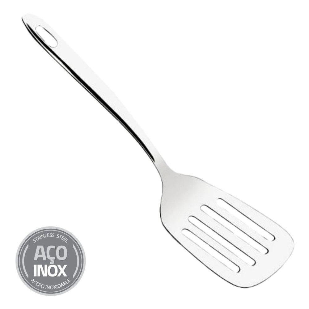 Espátula Para Fritura Chapa Inox Vazada 21,5 Cm