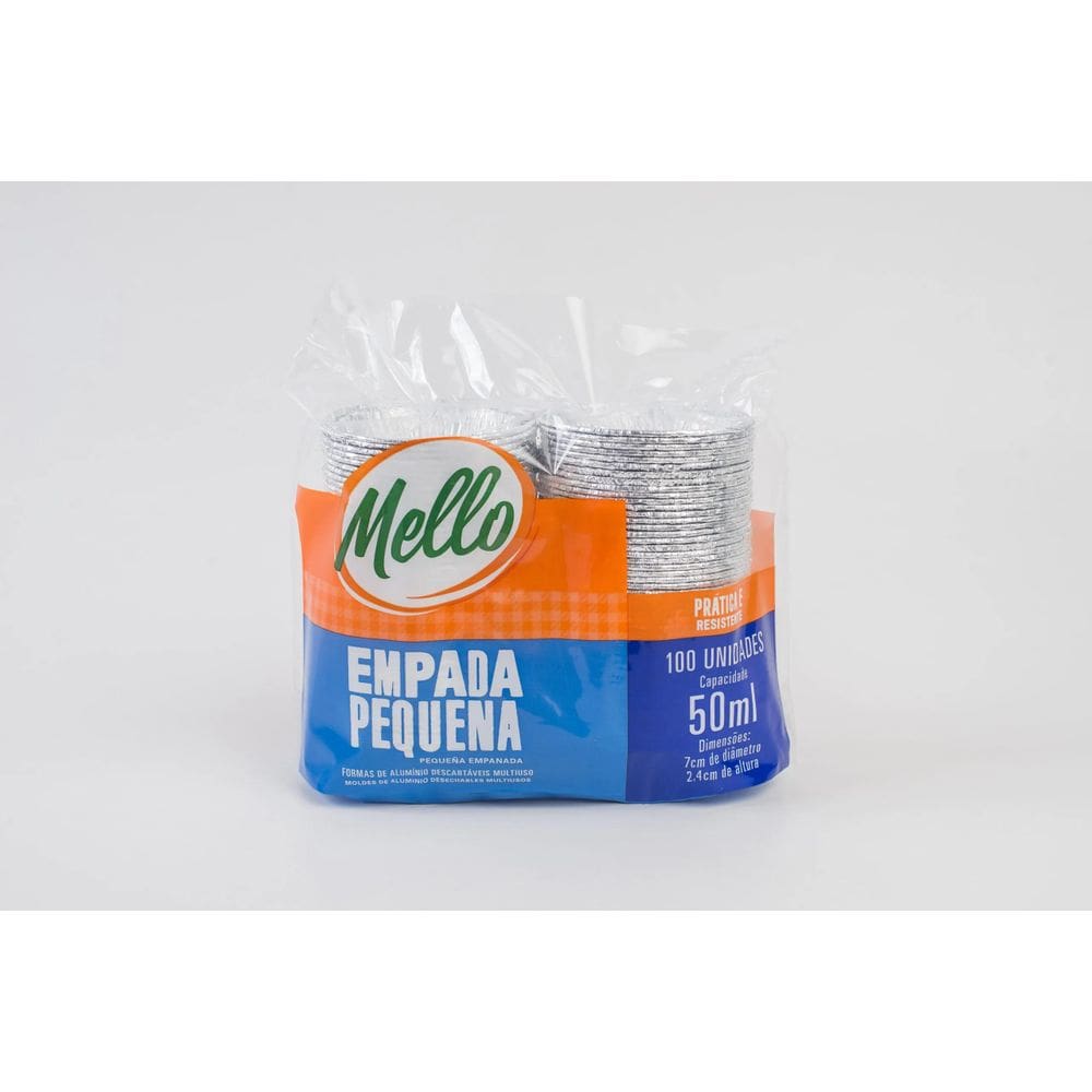 Kit C/1 Pct Forma De Aluminio Empada Pequena 50 Ml. C/100 Un. (Mello)