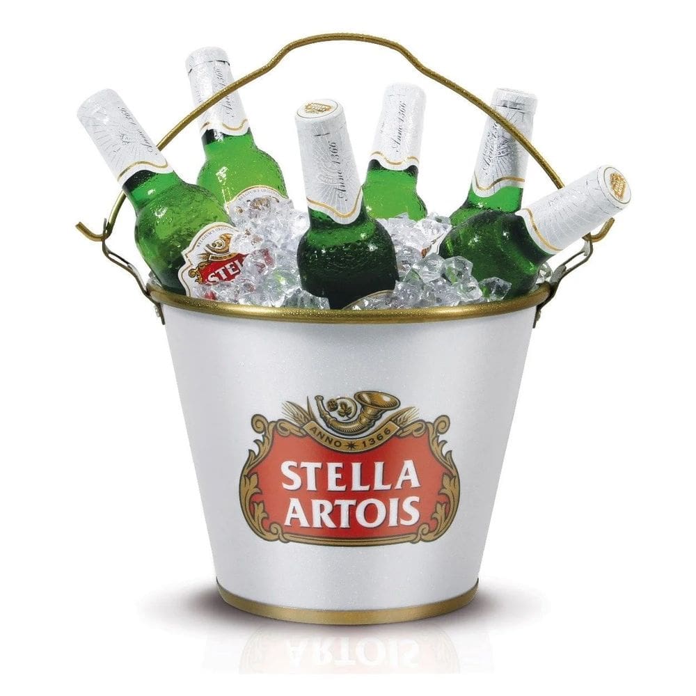 Balde De Gelo Cerveja Stella Artois Licenciado De Alúminio - Branco