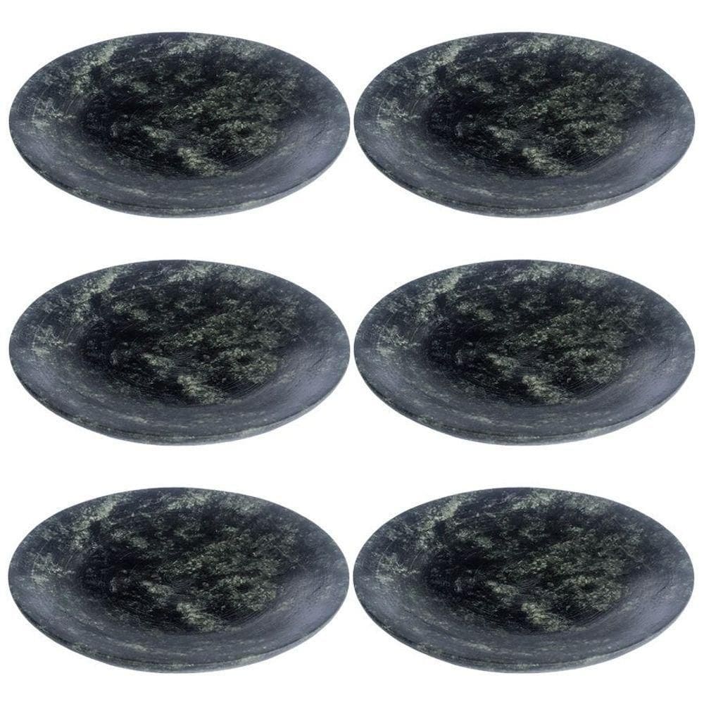 Kit 6 Pratos Rasos De Pedra Sabão 24 Cm