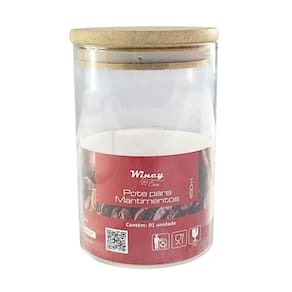 Pote Para Mantimentos Com Tampa De Bambu 450ml