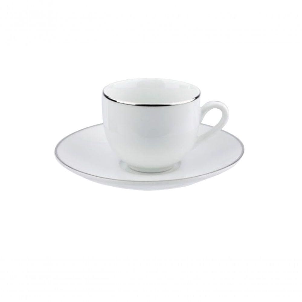 Xícara De Café Em Porcelana Legacy Silver 90ml L?hermitage Branca