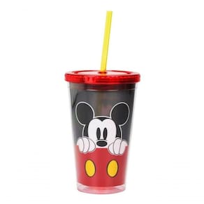 Copo Canudo Infantil Mickey Rosto 450ml Disney