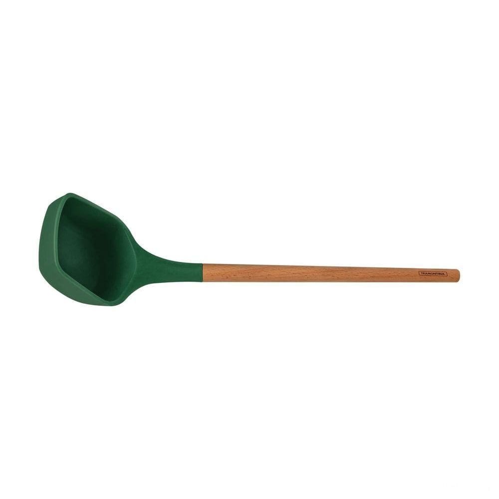 Concha Tramontina Live Em Silicone Verde Com Cabo De Madeira Tramontina