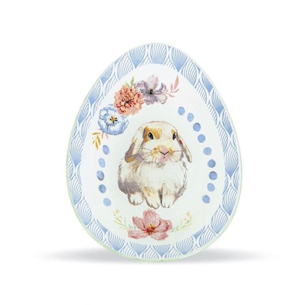 Travessa De Vidro Ovo M Coelho Aquarela