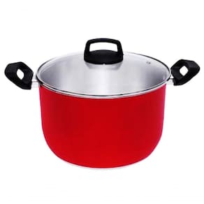 Caldeirão De Aluminio Tampa De Vidro 6.7litros Nº24 Vermelho