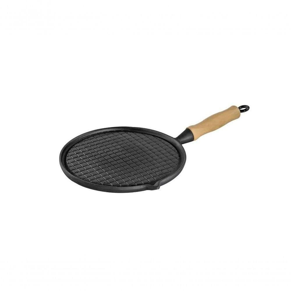 Bifeteira Chapa Ferro Fundido Redonda Estriada 26 Cm