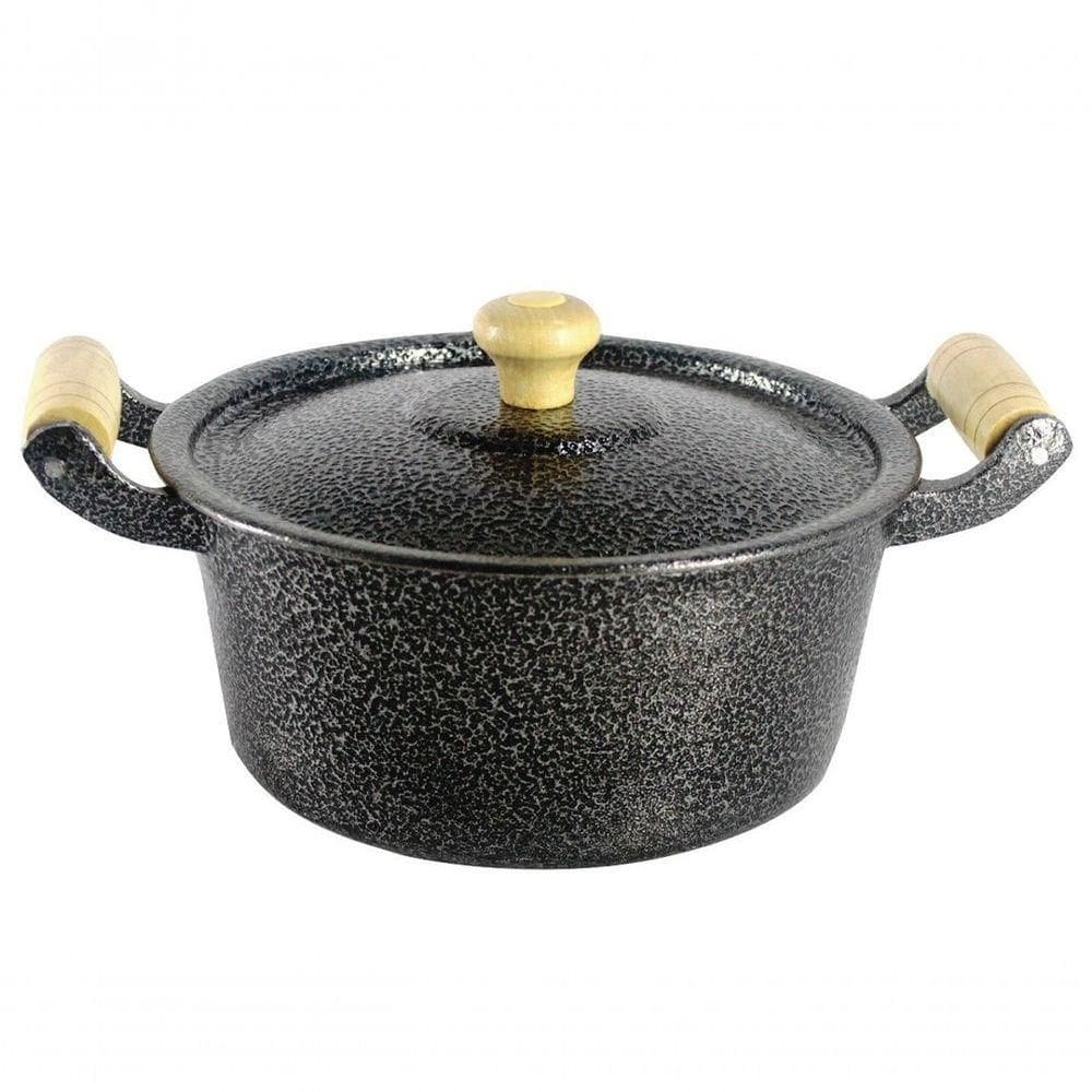 Caçarola Panela Reta Craqueada De Alumínio 20Cm Preto