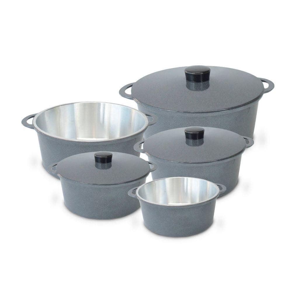 Panela Fundida Alumínio Batido Caçarolas 5 Peças Tampa Fundida - Grafite