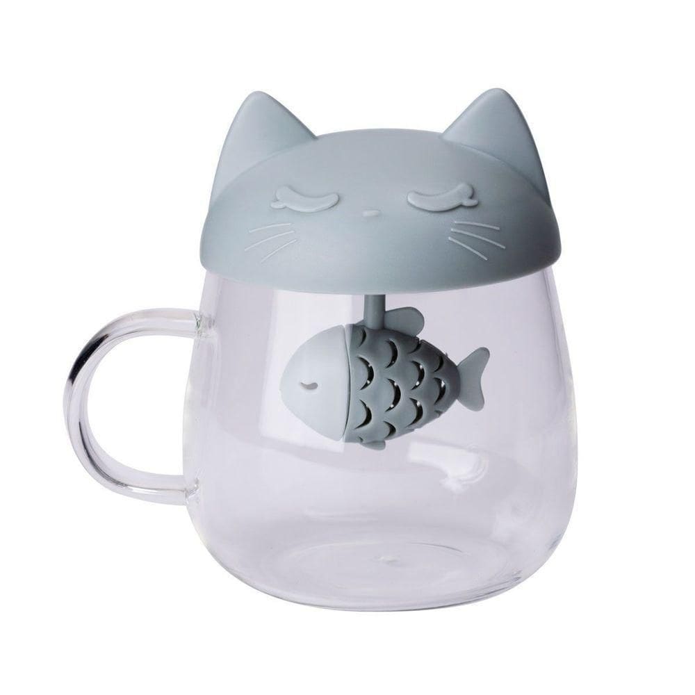 Caneca Com Infusor Gato E Peixe