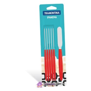 Conjunto De Espátulas Para Manteiga Ipanema Em Aço Inox E Cabo Vermelho 6 Peças