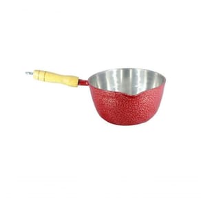 Caçarola Alumínio Craqueada Cabo Madeira 16Cm Vermelho