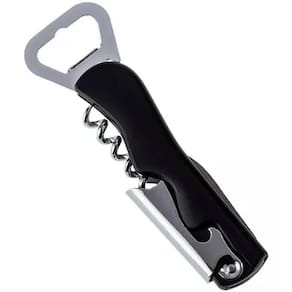 Saca Rolhas 2 Em 1 Inox Facil De Utilizar E Manusear Preto