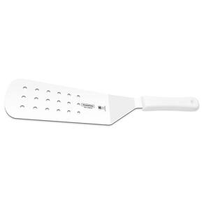 Espátula Para Frituras 9"x3" Perfurada Tramontina Lâmina Em Aço Inox E Cabo Branco Tramontina