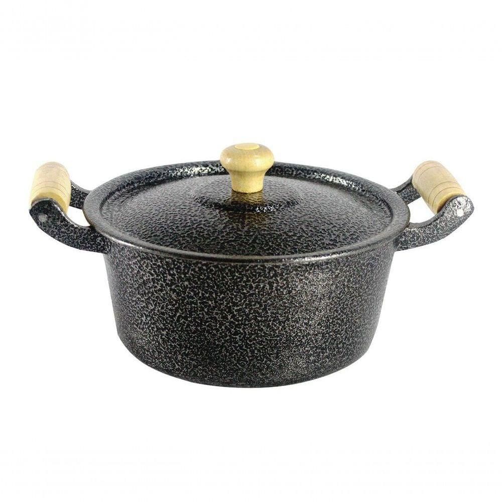 Caçarola Panela Reta Craqueada De Alumínio Preta 36Cm